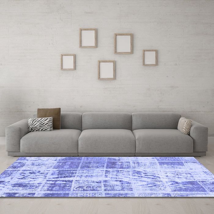 Machine Washable Abstract Blue Modern Rug in a Living Room, wshabs891blu