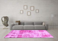 Machine Washable Abstract Pink Modern Rug, wshabs891pnk