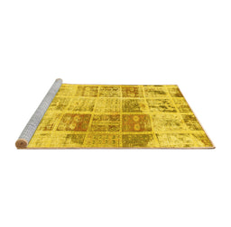 Sideview of Machine Washable Abstract Yellow Modern Rug, wshabs891yw