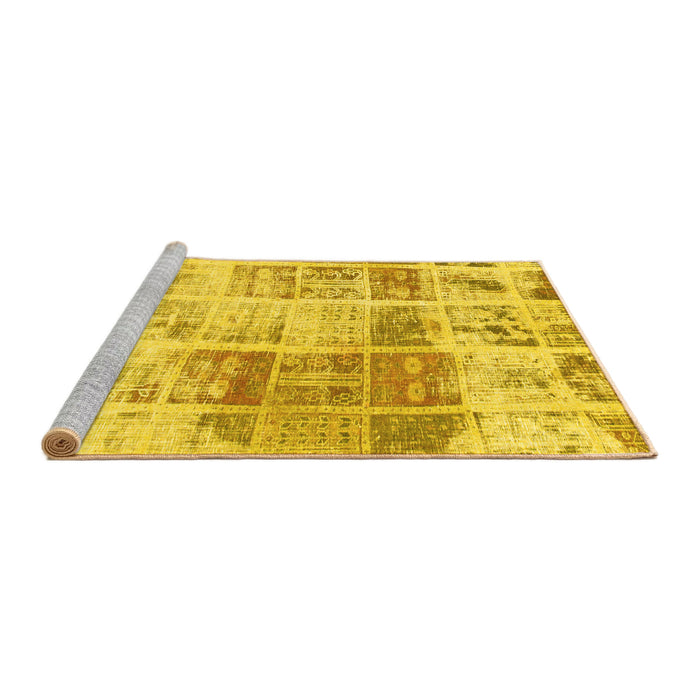 Sideview of Machine Washable Abstract Yellow Modern Rug, wshabs891yw