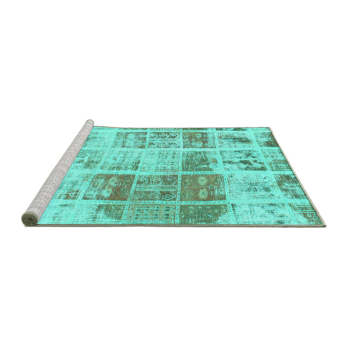 Sideview of Machine Washable Abstract Turquoise Modern Area Rugs, wshabs891turq