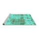 Sideview of Machine Washable Abstract Turquoise Modern Area Rugs, wshabs891turq