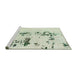 Sideview of Machine Washable Abstract Green Rug, wshabs892