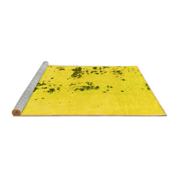 Sideview of Machine Washable Abstract Yellow Modern Rug, wshabs892yw