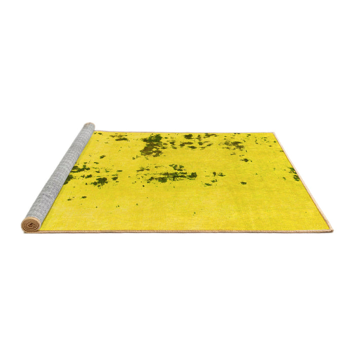 Sideview of Machine Washable Abstract Yellow Modern Rug, wshabs892yw
