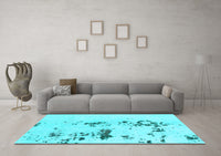 Machine Washable Abstract Light Blue Modern Rug, wshabs892lblu