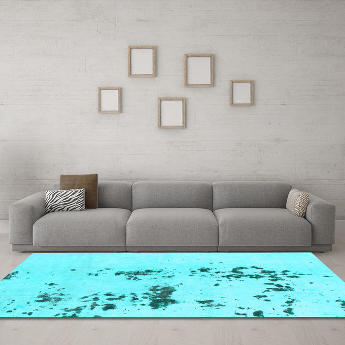 Machine Washable Abstract Light Blue Modern Rug in a Living Room, wshabs892lblu