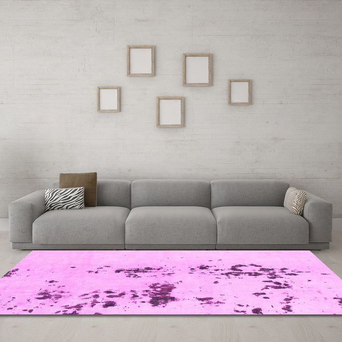 Machine Washable Abstract Pink Modern Rug in a Living Room, wshabs892pnk
