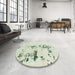 Round Abstract Green Modern Rug in a Office, abs892