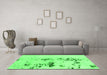 Machine Washable Abstract Green Modern Area Rugs in a Living Room,, wshabs892grn