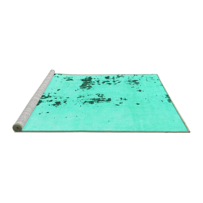 Sideview of Machine Washable Abstract Turquoise Modern Area Rugs, wshabs892turq