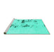 Sideview of Machine Washable Abstract Turquoise Modern Area Rugs, wshabs892turq