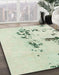 Abstract Green Modern Rug in Family Room, abs892