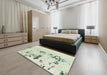 Machine Washable Abstract Green Rug in a Bedroom, wshabs892