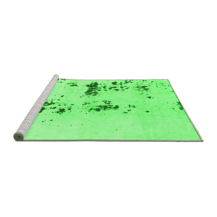 Sideview of Machine Washable Abstract Green Modern Area Rugs, wshabs892grn