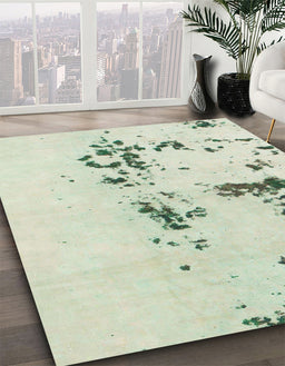 Machine Washable Abstract Green Rug in a Family Room, wshabs892