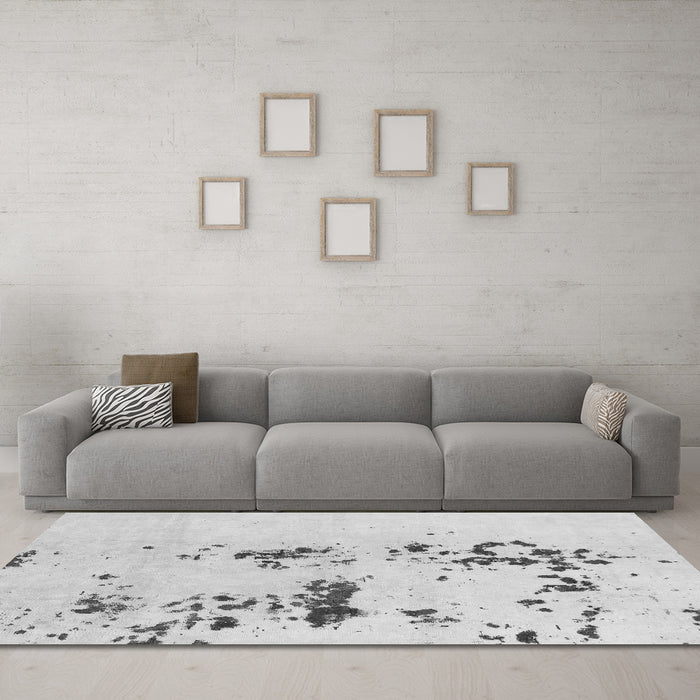Machine Washable Abstract Gray Modern Rug in a Living Room,, wshabs892gry