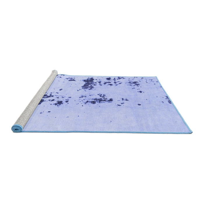 Sideview of Machine Washable Abstract Blue Modern Rug, wshabs892blu