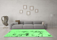 Machine Washable Abstract Emerald Green Modern Rug, wshabs892emgrn