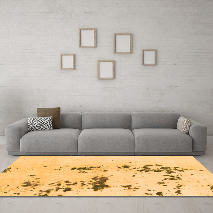 Machine Washable Abstract Orange Modern Area Rugs in a Living Room, wshabs892org