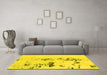 Machine Washable Abstract Yellow Modern Rug in a Living Room, wshabs892yw