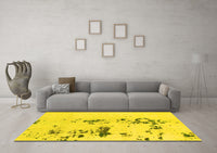 Machine Washable Abstract Yellow Modern Rug, wshabs892yw