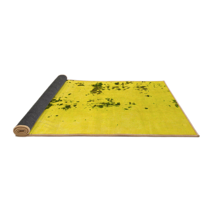 Sideview of Abstract Yellow Modern Rug, abs892yw