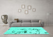 Machine Washable Abstract Turquoise Modern Area Rugs in a Living Room,, wshabs892turq