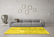 Machine Washable Abstract Yellow Modern Rug in a Living Room, wshabs893yw