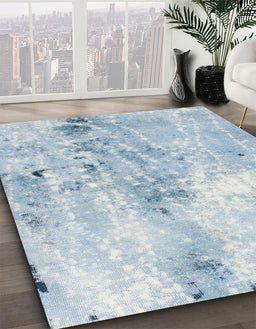 Abstract Columbia Blue Modern Rug in Family Room, abs893