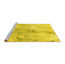 Sideview of Machine Washable Abstract Yellow Modern Rug, wshabs893yw