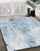 Abstract Columbia Blue Modern Rug in Family Room, abs893