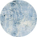 Round Abstract Columbia Blue Modern Rug, abs893