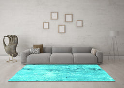 Machine Washable Abstract Turquoise Modern Area Rugs in a Living Room,, wshabs893turq