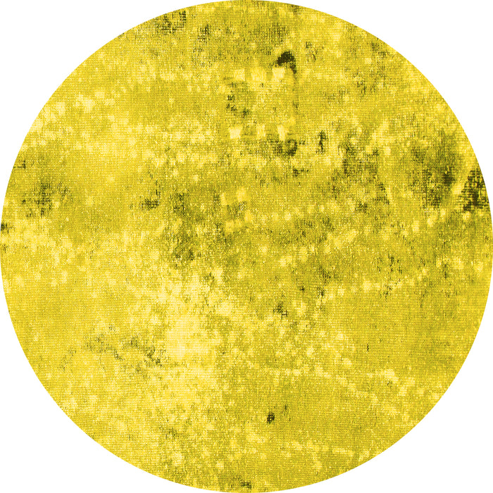 Round Abstract Yellow Modern Rug, abs893yw