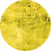 Round Abstract Yellow Modern Rug, abs893yw