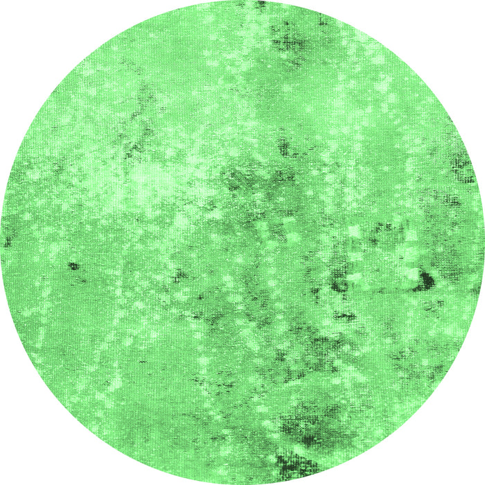 Round Machine Washable Abstract Emerald Green Modern Area Rugs, wshabs893emgrn