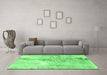 Machine Washable Abstract Emerald Green Modern Area Rugs in a Living Room,, wshabs893emgrn