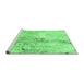 Sideview of Machine Washable Abstract Emerald Green Modern Area Rugs, wshabs893emgrn