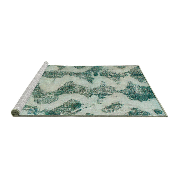 Sideview of Machine Washable Abstract -Sea Green Rug, wshabs894