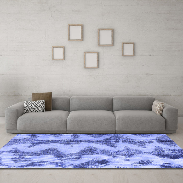 Machine Washable Abstract Blue Modern Rug in a Living Room, wshabs894blu