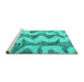 Sideview of Machine Washable Abstract Turquoise Modern Area Rugs, wshabs894turq