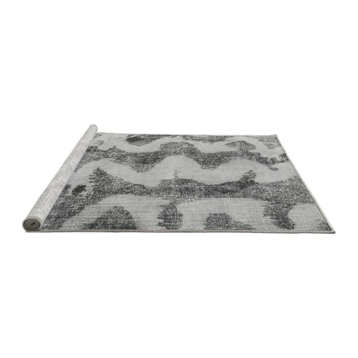 Sideview of Machine Washable Abstract Gray Modern Rug, wshabs894gry
