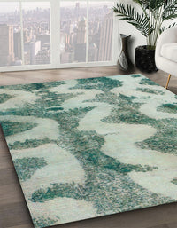 Abstract Green Modern Rug, abs894