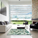 Square Abstract Green Modern Rug in a Living Room, abs894