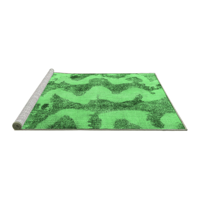 Sideview of Machine Washable Abstract Emerald Green Modern Area Rugs, wshabs894emgrn