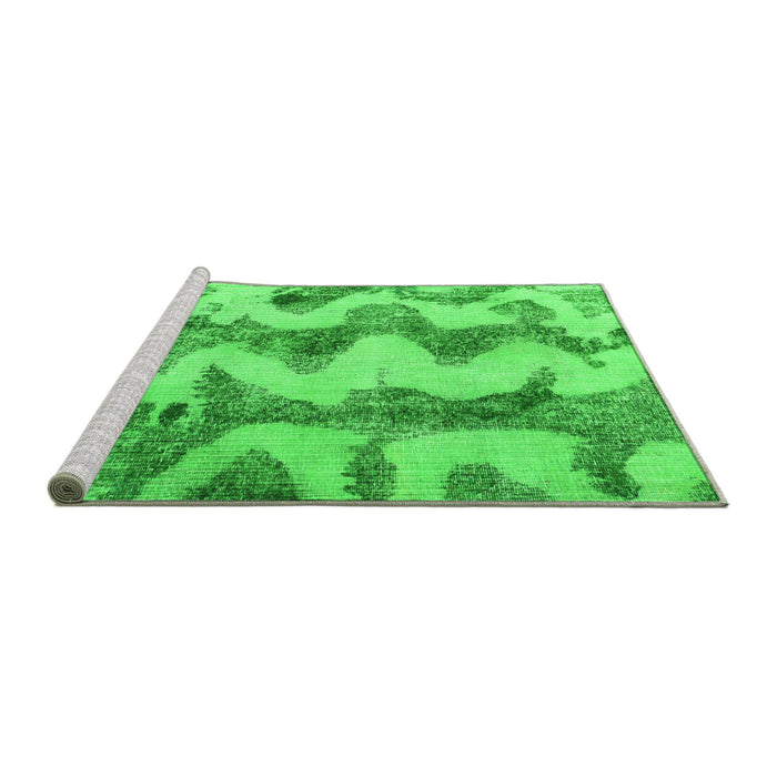 Sideview of Machine Washable Abstract Green Modern Area Rugs, wshabs894grn