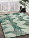 Machine Washable Abstract -Sea Green Rug in a Family Room, wshabs894