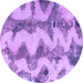 Round Machine Washable Abstract Purple Modern Area Rugs, wshabs894pur