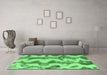 Machine Washable Abstract Emerald Green Modern Area Rugs in a Living Room,, wshabs894emgrn